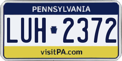PA license plate LUH2372