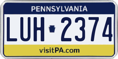 PA license plate LUH2374