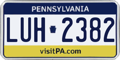 PA license plate LUH2382