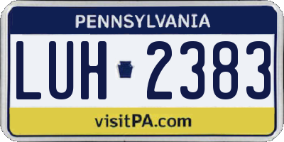 PA license plate LUH2383