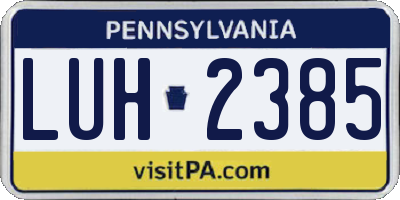 PA license plate LUH2385