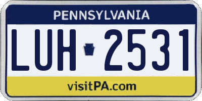 PA license plate LUH2531
