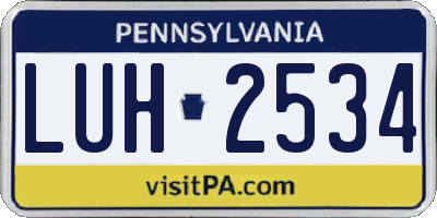 PA license plate LUH2534