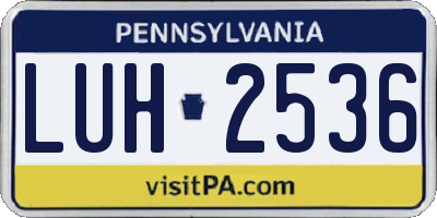 PA license plate LUH2536