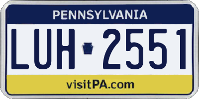 PA license plate LUH2551