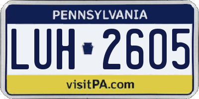 PA license plate LUH2605