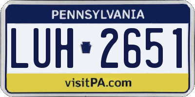 PA license plate LUH2651