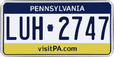 PA license plate LUH2747