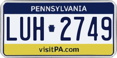 PA license plate LUH2749