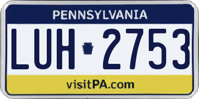PA license plate LUH2753