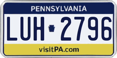 PA license plate LUH2796