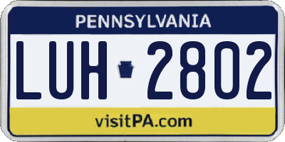 PA license plate LUH2802
