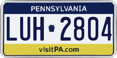 PA license plate LUH2804