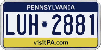 PA license plate LUH2881