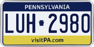 PA license plate LUH2980