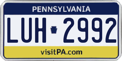 PA license plate LUH2992