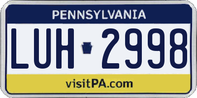 PA license plate LUH2998