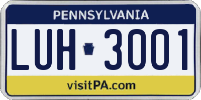 PA license plate LUH3001