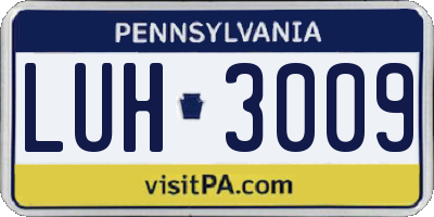 PA license plate LUH3009