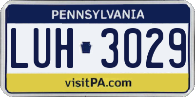 PA license plate LUH3029