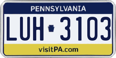 PA license plate LUH3103