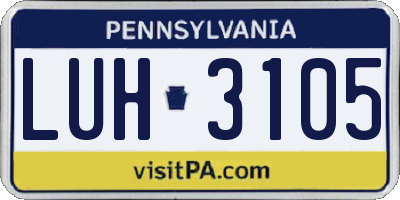 PA license plate LUH3105