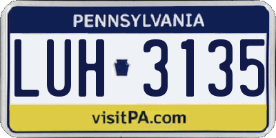 PA license plate LUH3135