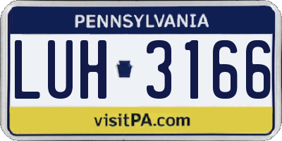 PA license plate LUH3166