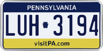 PA license plate LUH3194