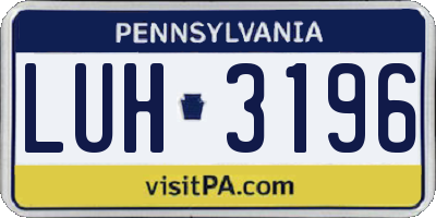 PA license plate LUH3196