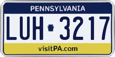 PA license plate LUH3217