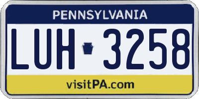 PA license plate LUH3258