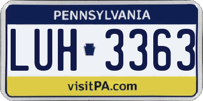 PA license plate LUH3363