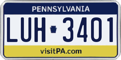 PA license plate LUH3401