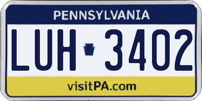 PA license plate LUH3402