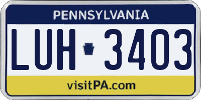 PA license plate LUH3403