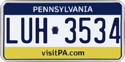 PA license plate LUH3534