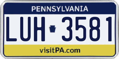 PA license plate LUH3581