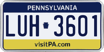 PA license plate LUH3601