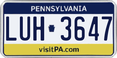 PA license plate LUH3647