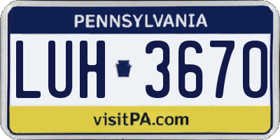 PA license plate LUH3670