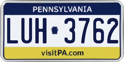 PA license plate LUH3762