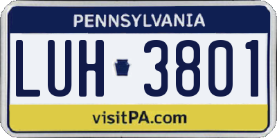 PA license plate LUH3801