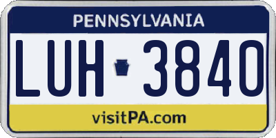 PA license plate LUH3840