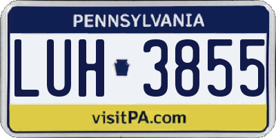 PA license plate LUH3855