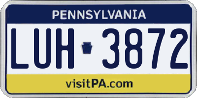 PA license plate LUH3872