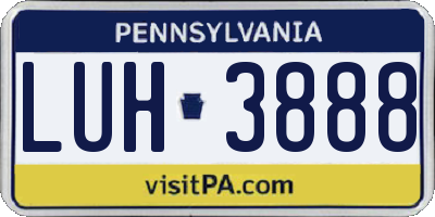 PA license plate LUH3888