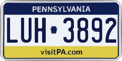 PA license plate LUH3892