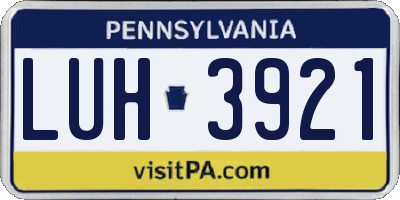 PA license plate LUH3921