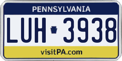 PA license plate LUH3938